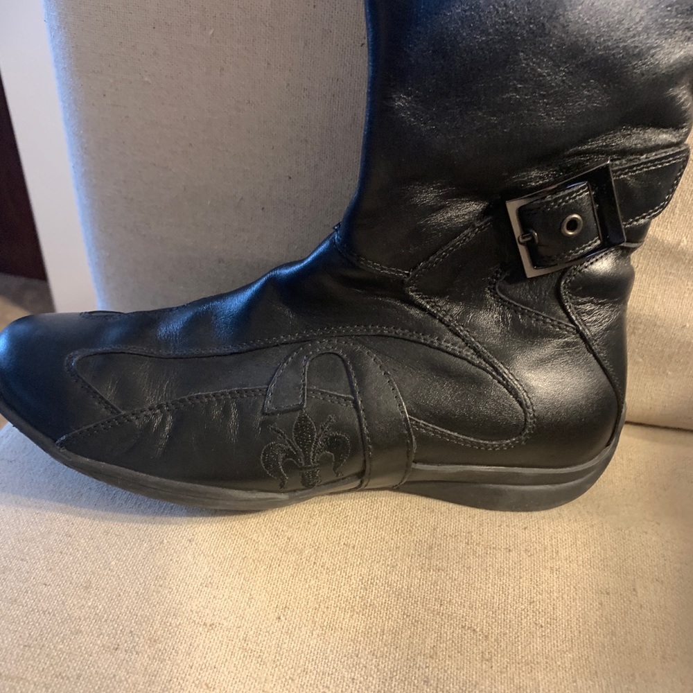 Tall Black Leather Boots from Italy -6M
